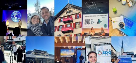 Eine Kollage vom Director von phiyond by adelphi beim Weltwirtschaftsforum in Davos 2025